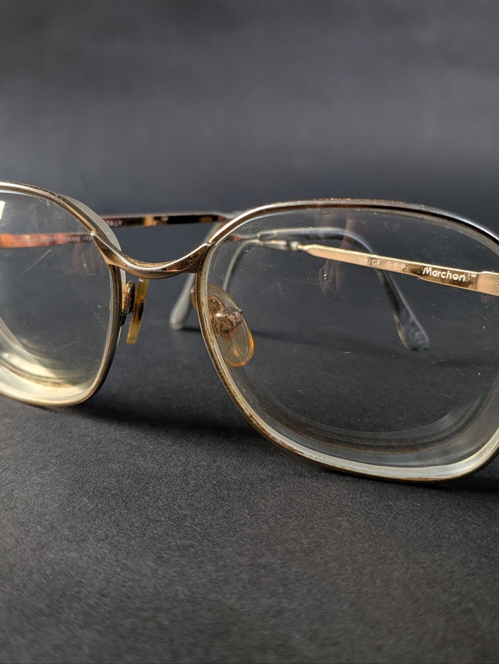 VTG MARCOLIN Women's Eyeglasses Frames Gold 928/GE Marchon Square Frame